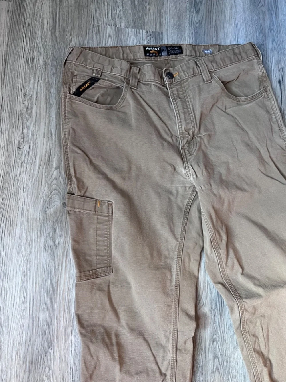 Ariat Rebar M4 Relaxed Straight Field Khaki Tough Work Pants Mens 38x34 Stretch